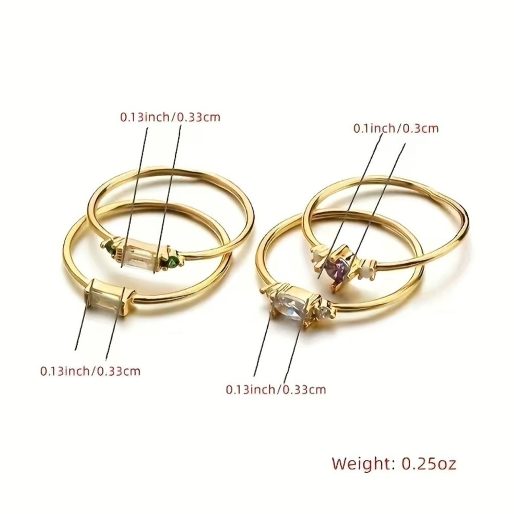 4 piece classic stackable 14k gold plated rings - Picture 6 of 7
